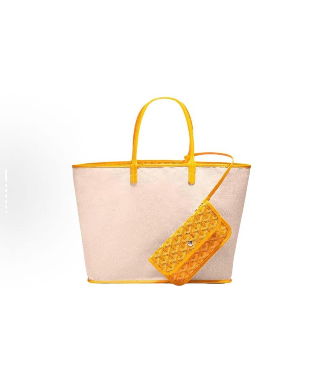 GOYARD Желтая кожаная сумка тоут, фото 3