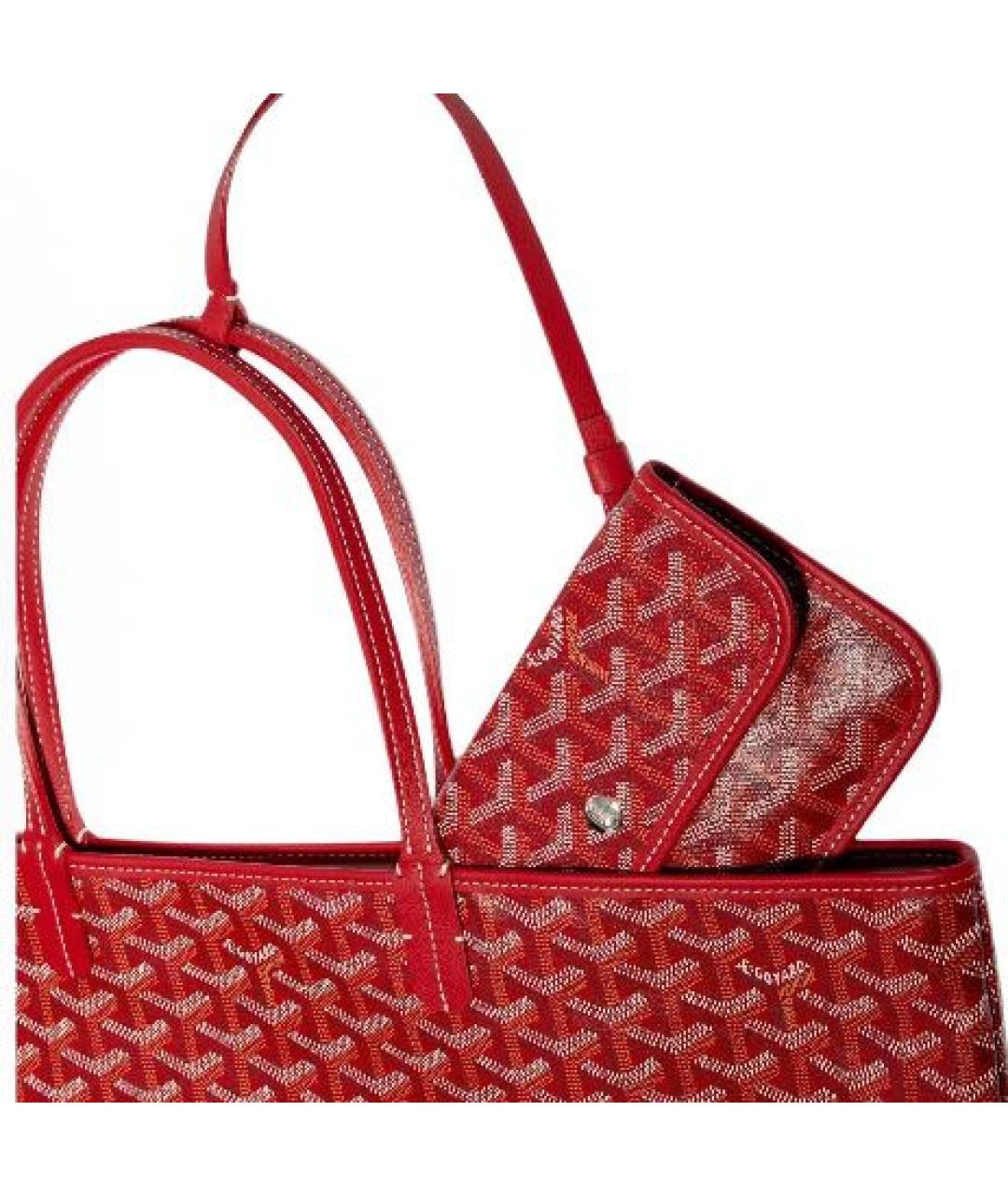 GOYARD Красная кожаная сумка тоут, фото 4