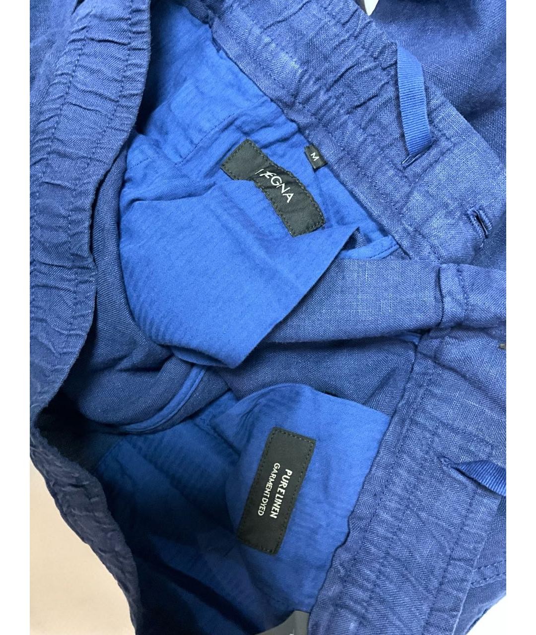 ZEGNA Темно-синие льняные классические брюки, фото 4