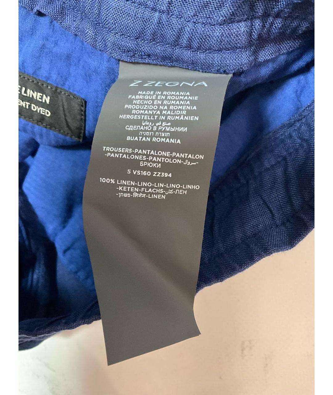 ZEGNA Темно-синие льняные классические брюки, фото 6