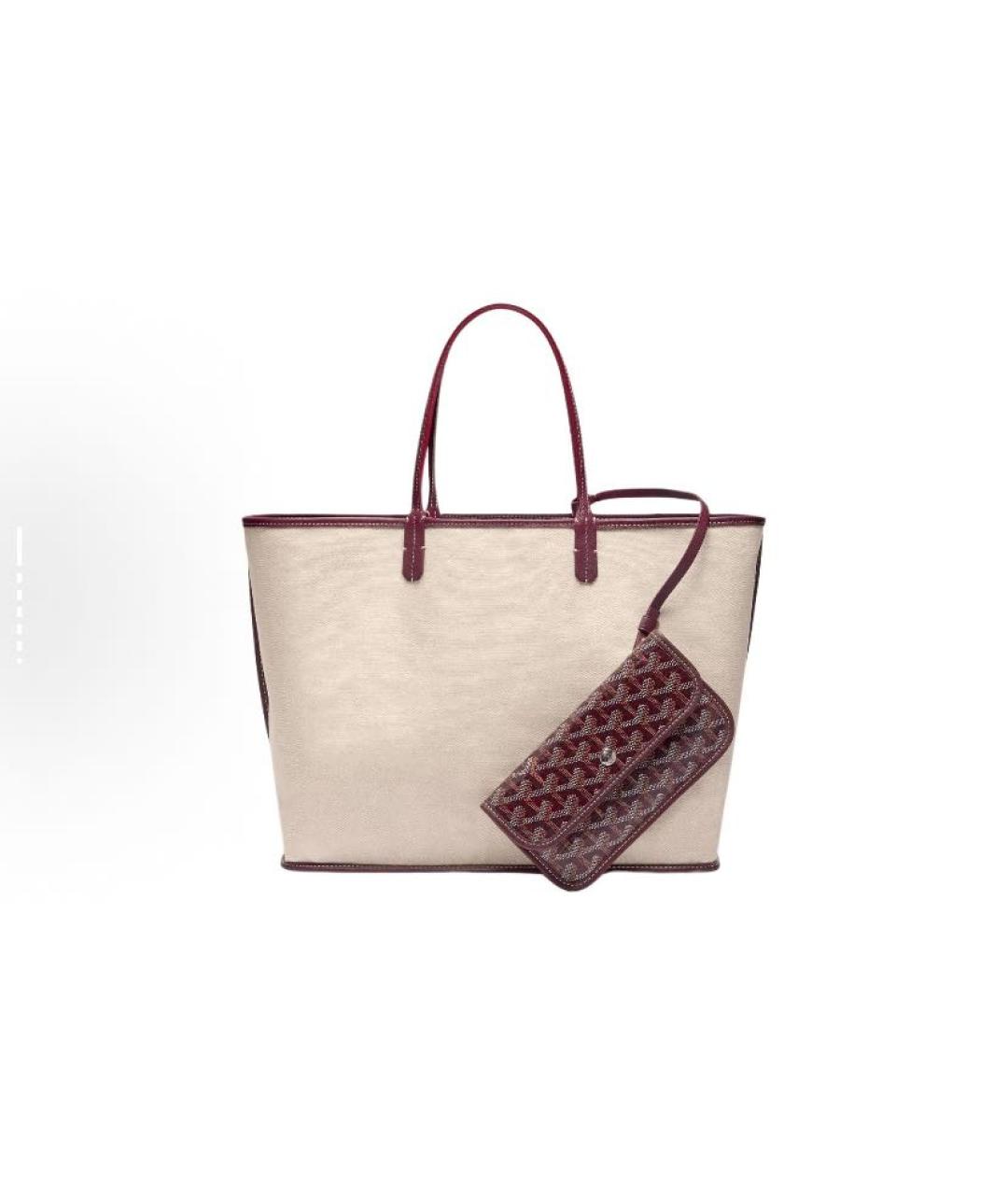 GOYARD Бордовая кожаная сумка тоут, фото 3