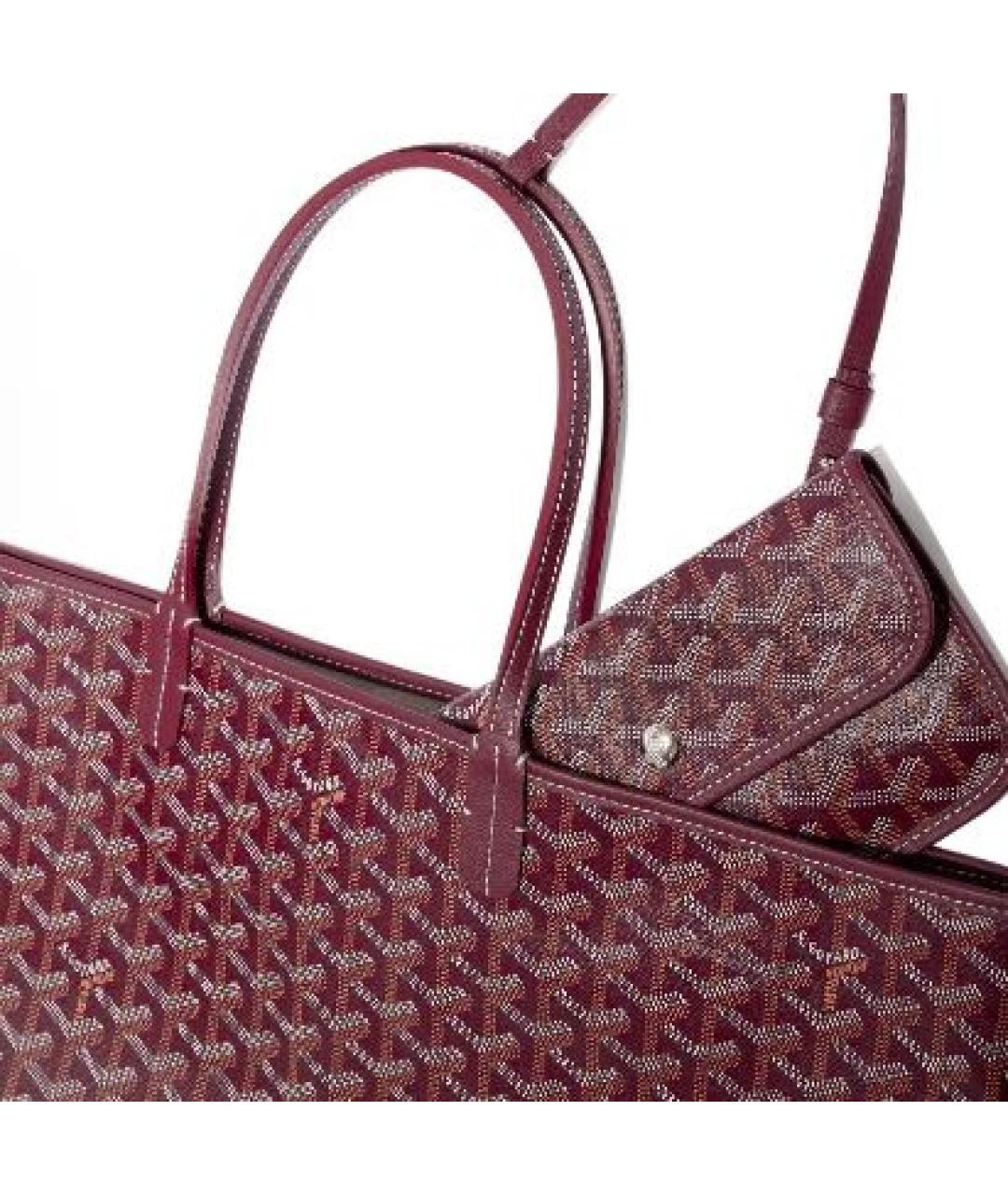 GOYARD Бордовая кожаная сумка тоут, фото 4