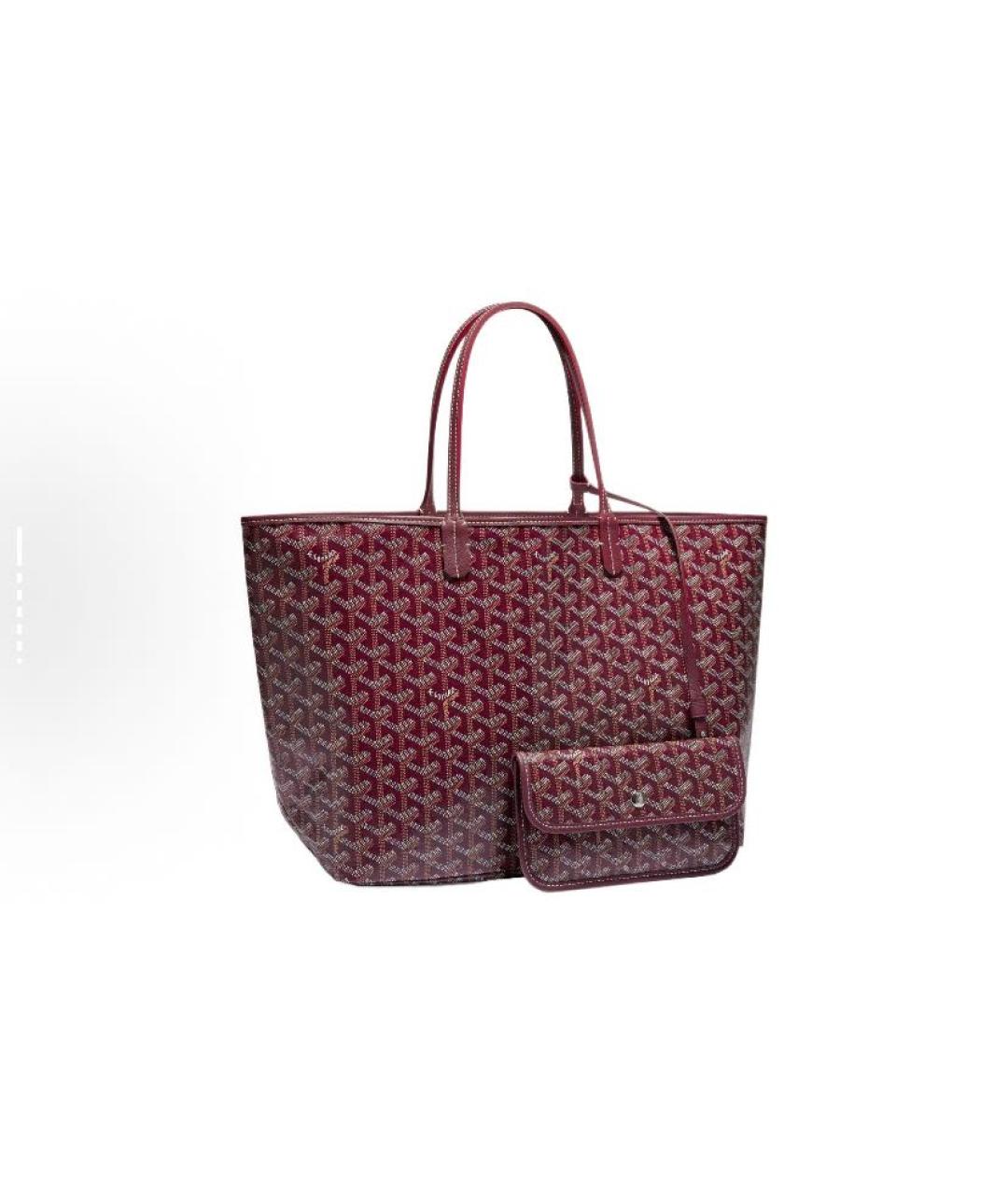 GOYARD Бордовая кожаная сумка тоут, фото 5