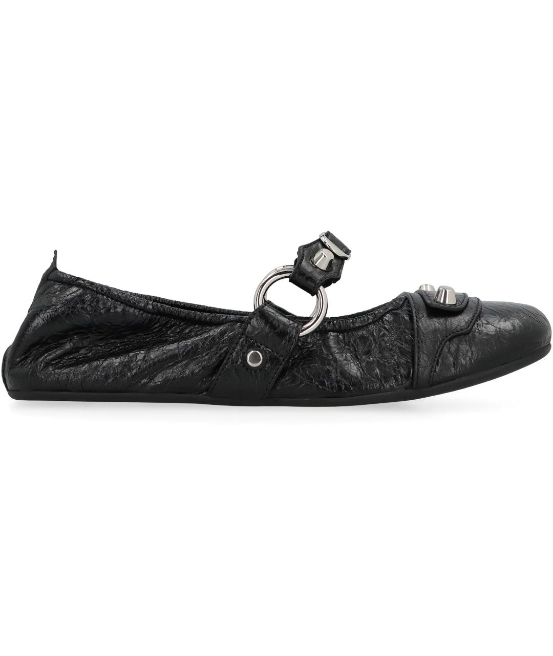 BALENCIAGA Черные кожаные балетки, фото 4