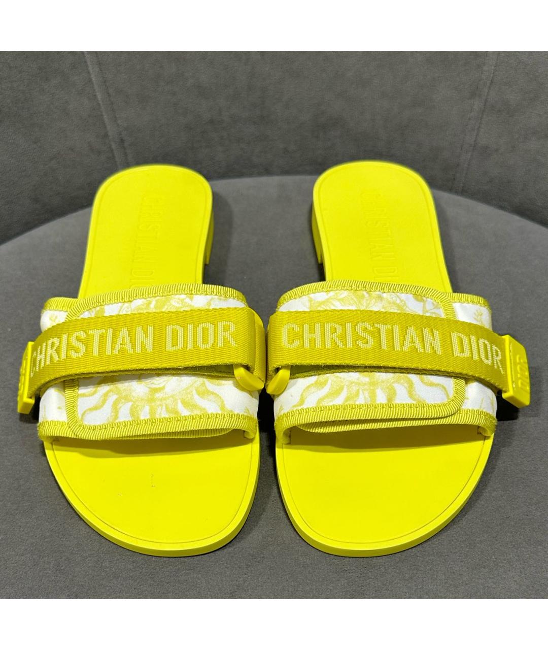 CHRISTIAN DIOR Желтые резиновые шлепанцы, фото 2