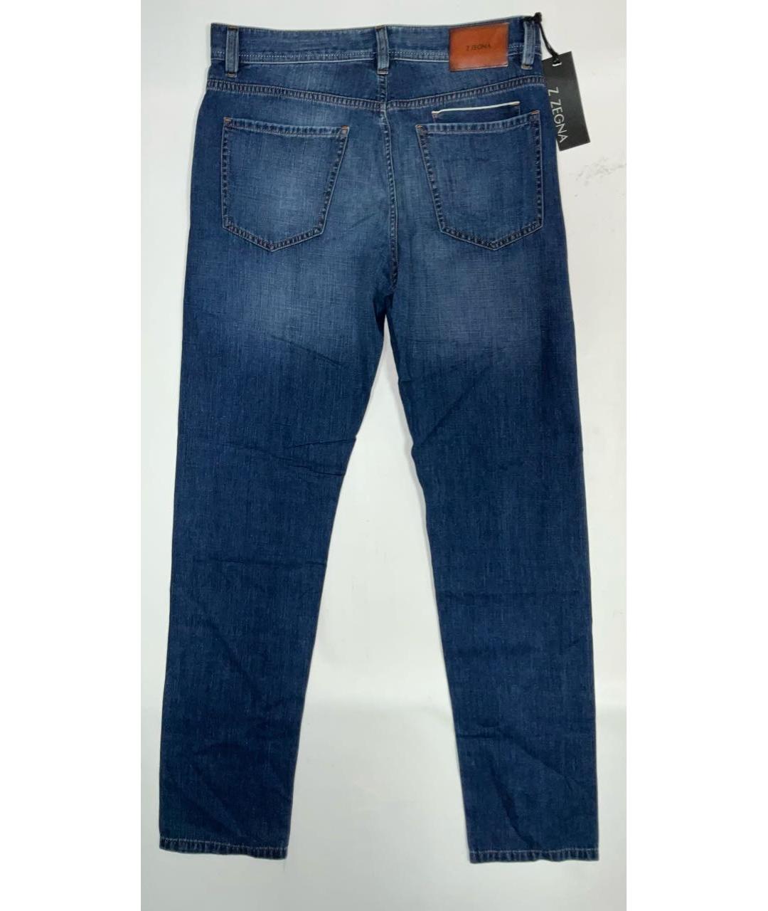 ZEGNA Темно-синие хлопковые прямые джинсы, фото 2