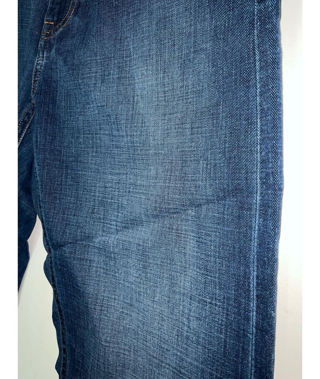 ZEGNA Темно-синие хлопковые прямые джинсы, фото 3