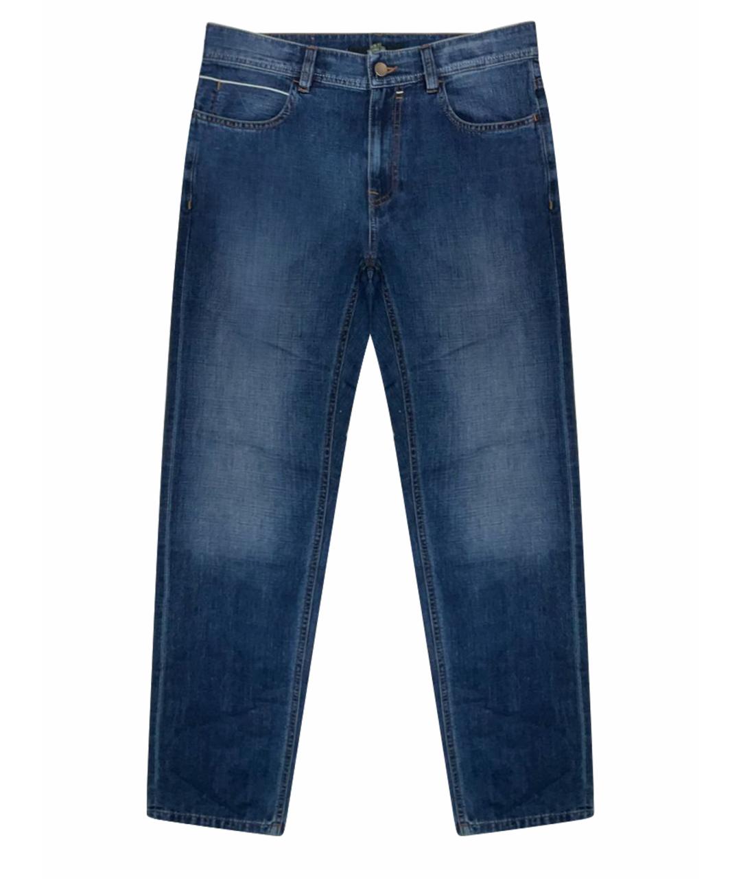 ZEGNA Темно-синие хлопковые прямые джинсы, фото 1