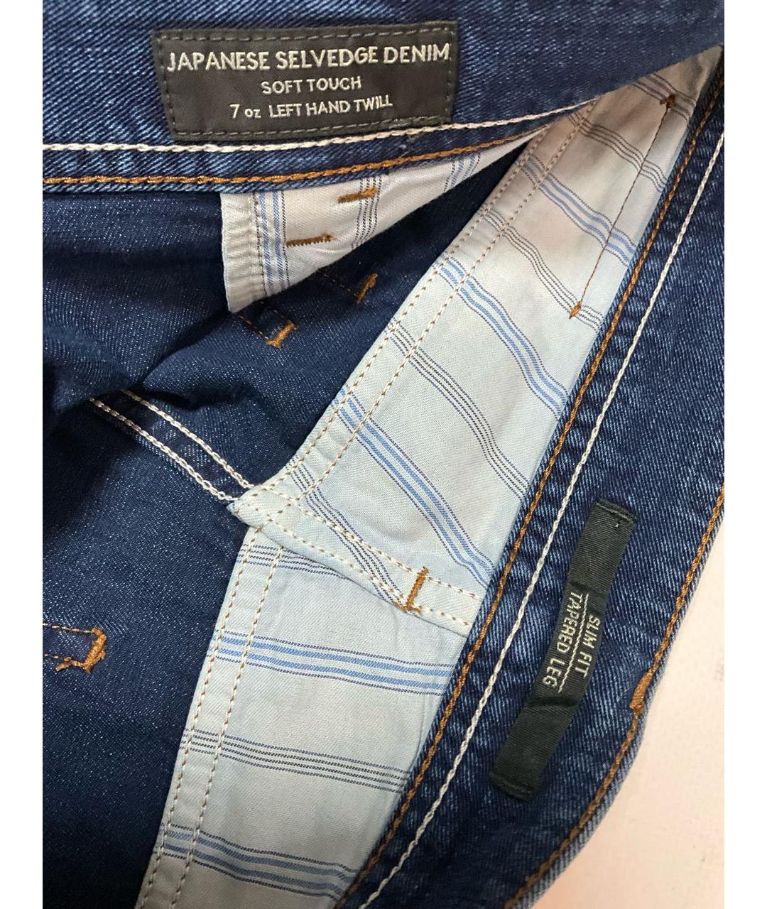 ZEGNA Темно-синие хлопковые прямые джинсы, фото 6