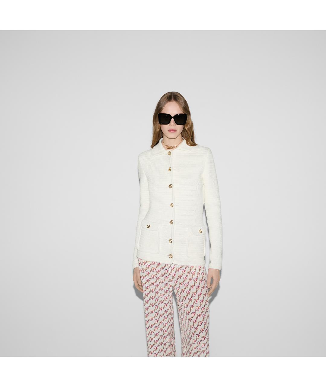 GUCCI Белый хлопковый кардиган, фото 2