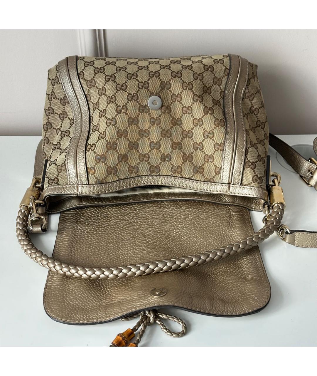 GUCCI Бежевая кожаная сумка на плечо, фото 8