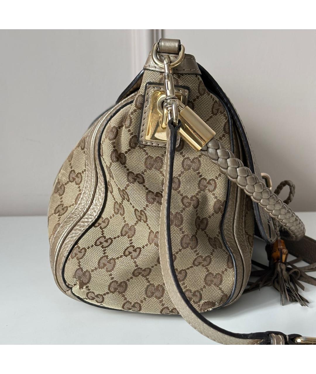 GUCCI Бежевая кожаная сумка на плечо, фото 5