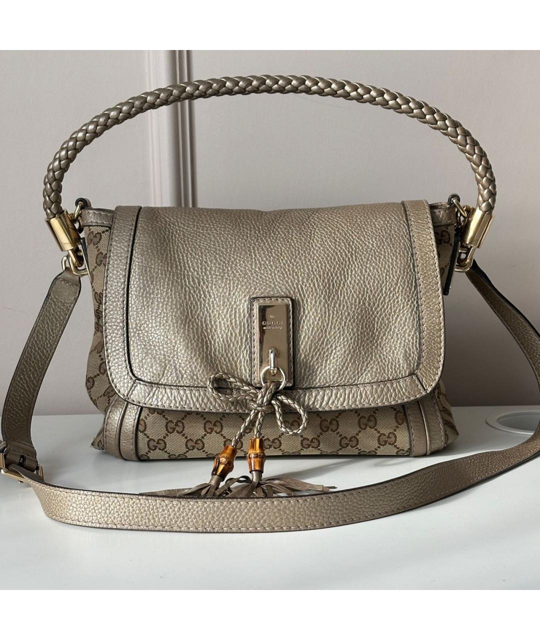 GUCCI Бежевая кожаная сумка на плечо, фото 9