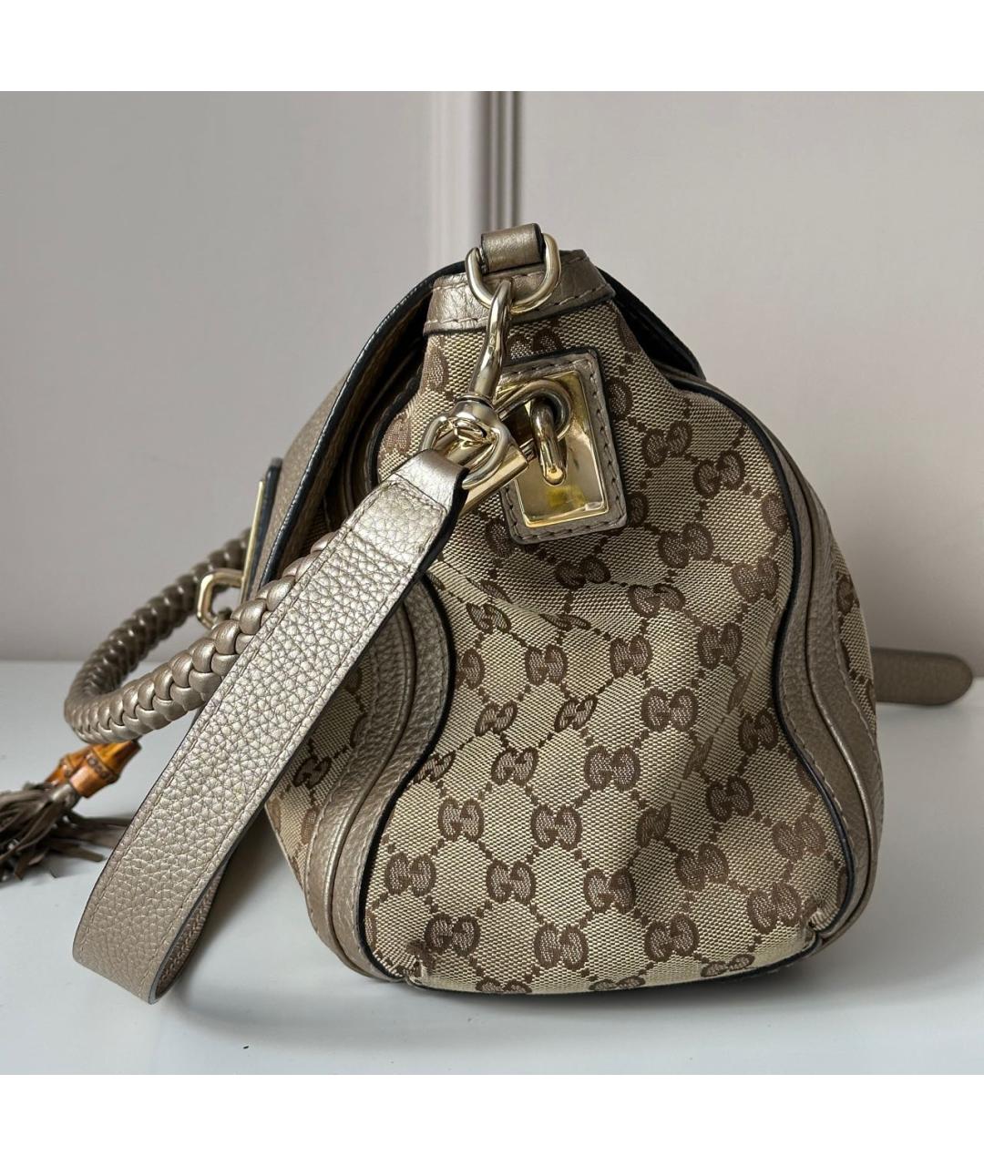 GUCCI Бежевая кожаная сумка на плечо, фото 4