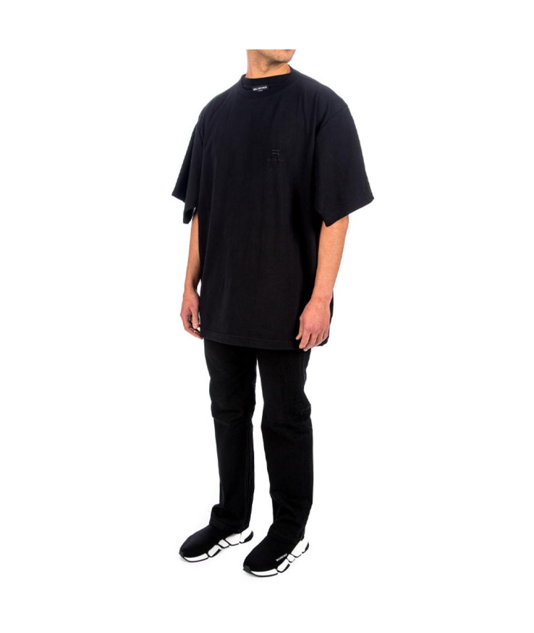 BALENCIAGA Черная хлопковая футболка, фото 5