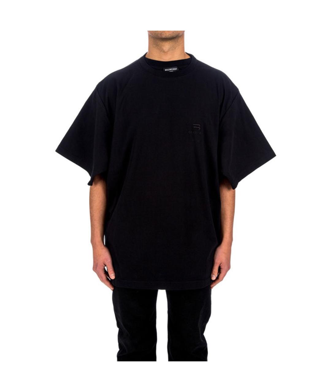 BALENCIAGA Черная хлопковая футболка, фото 3