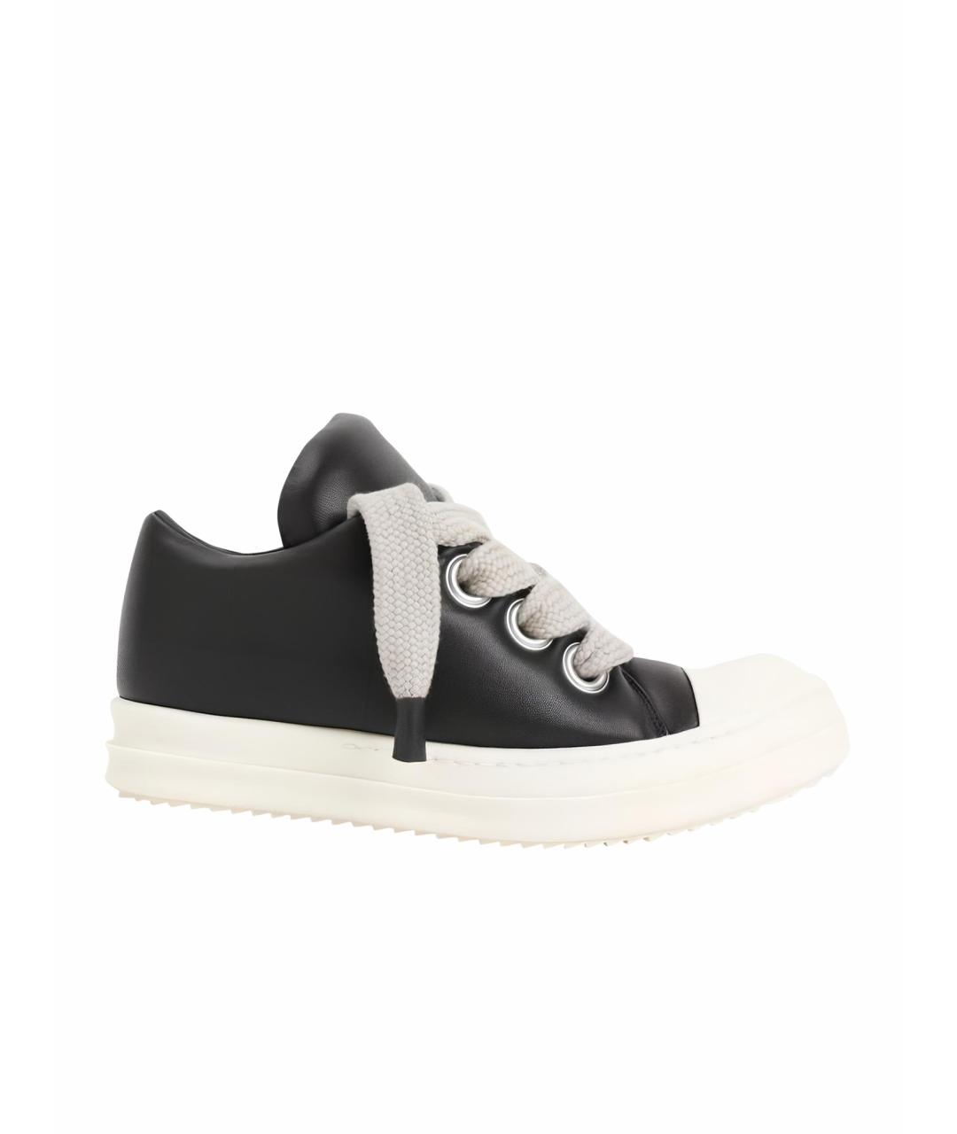 RICK OWENS Черные кожаные кеды, фото 1