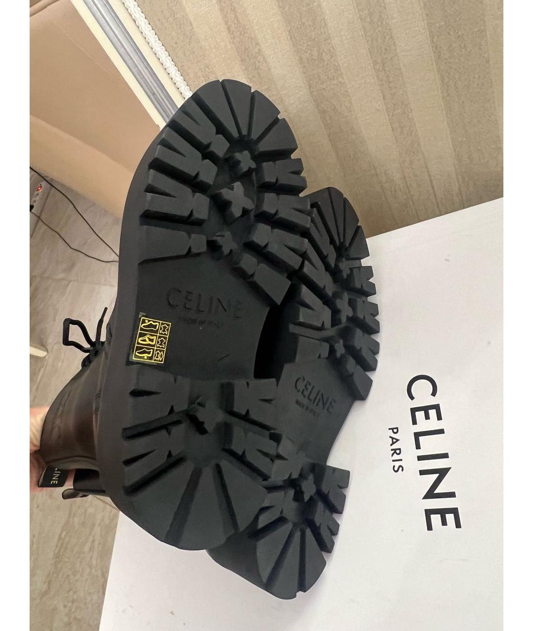 CELINE Черные кожаные ботинки, фото 6