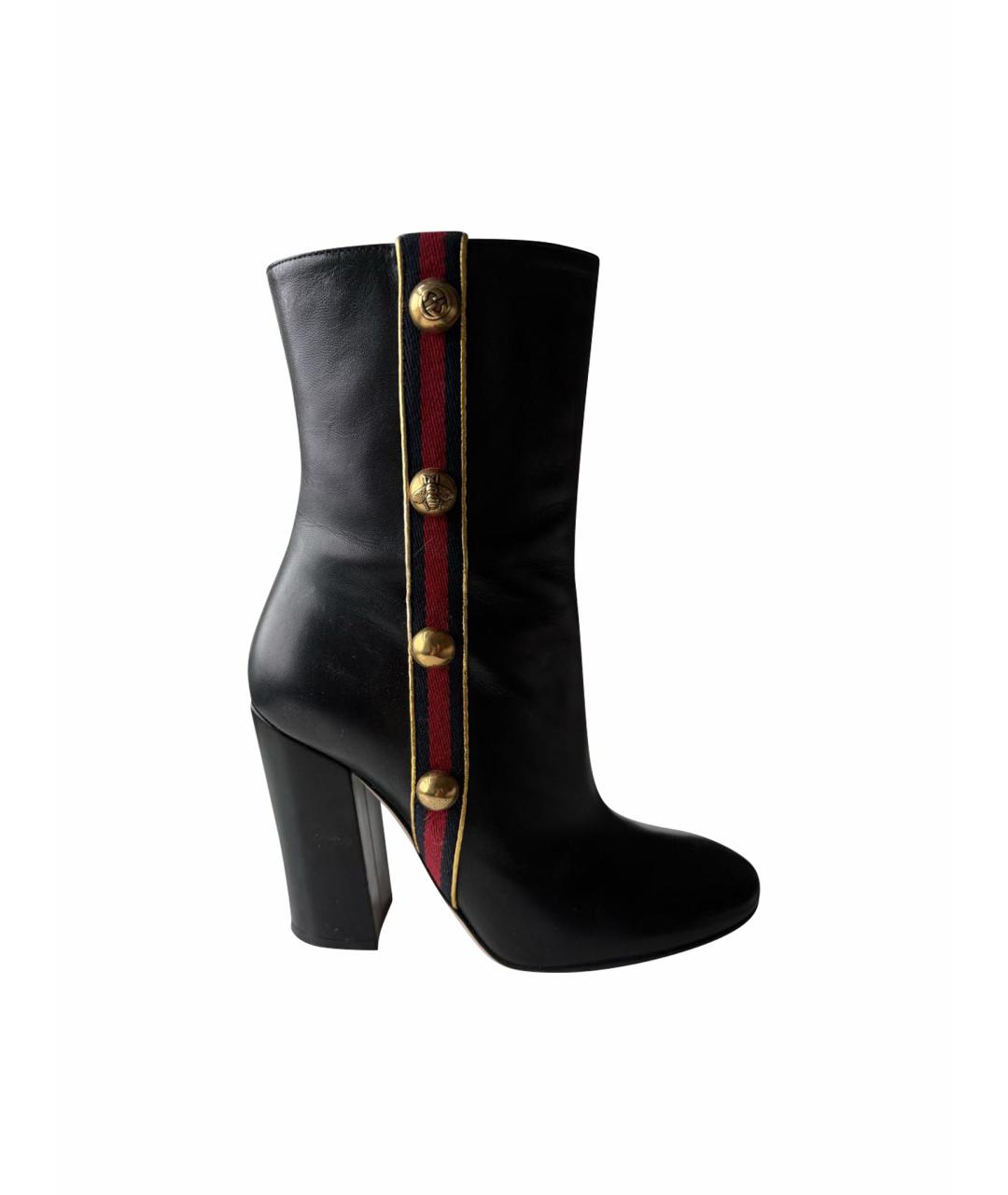 GUCCI Черные кожаные ботильоны, фото 1
