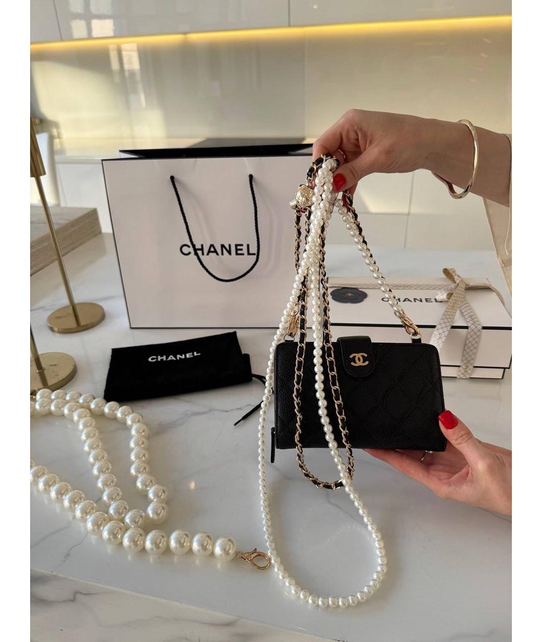 CHANEL Черный кожаный кошелек, фото 5