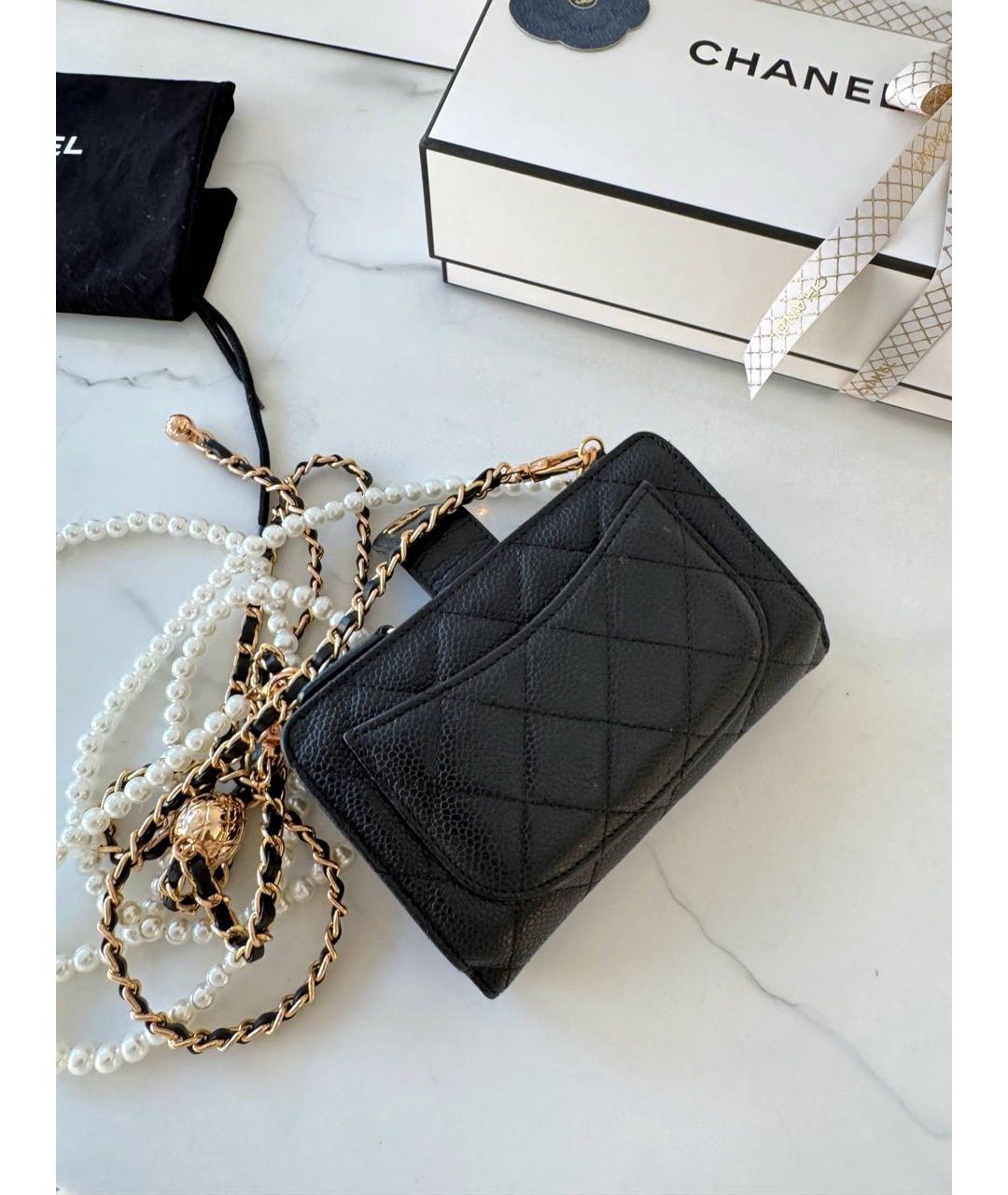 CHANEL Черный кожаный кошелек, фото 3