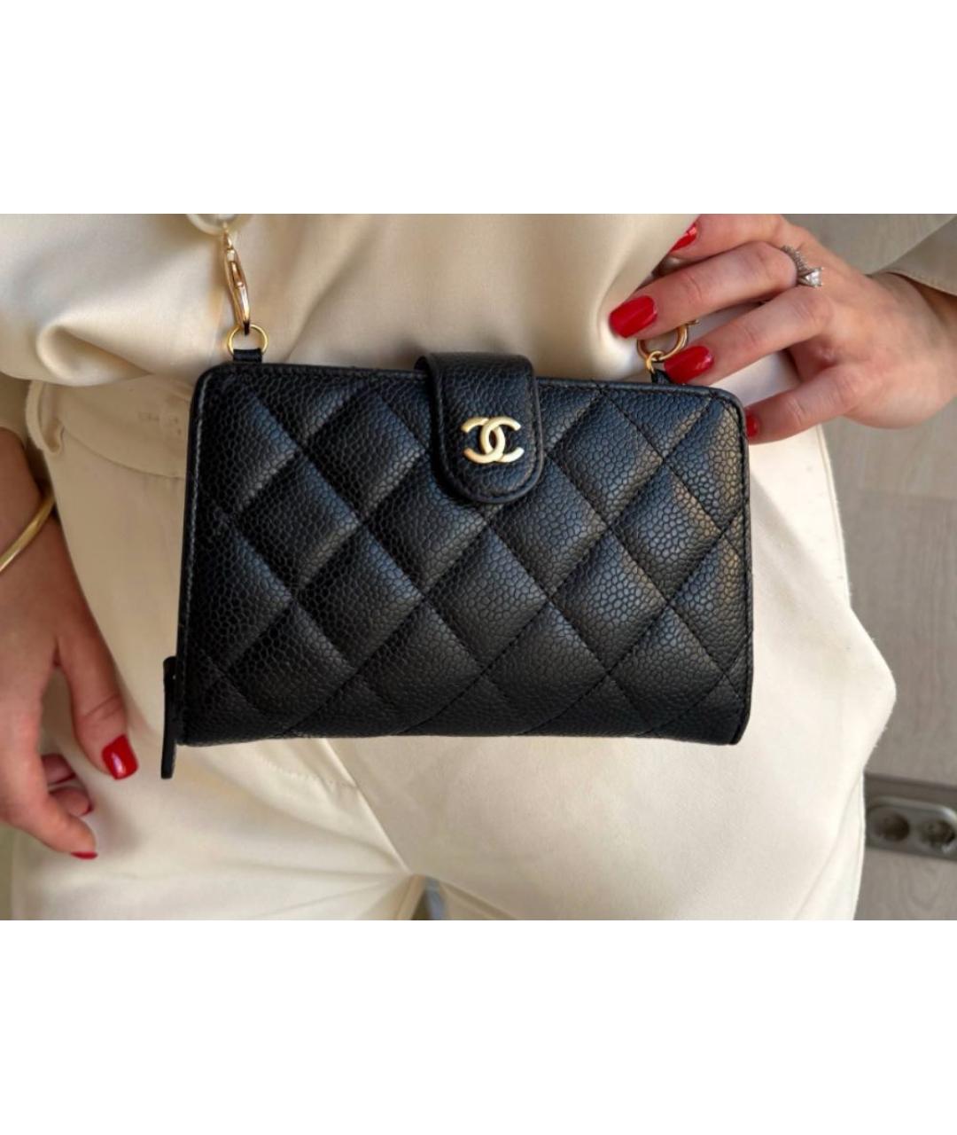 CHANEL Черный кожаный кошелек, фото 6