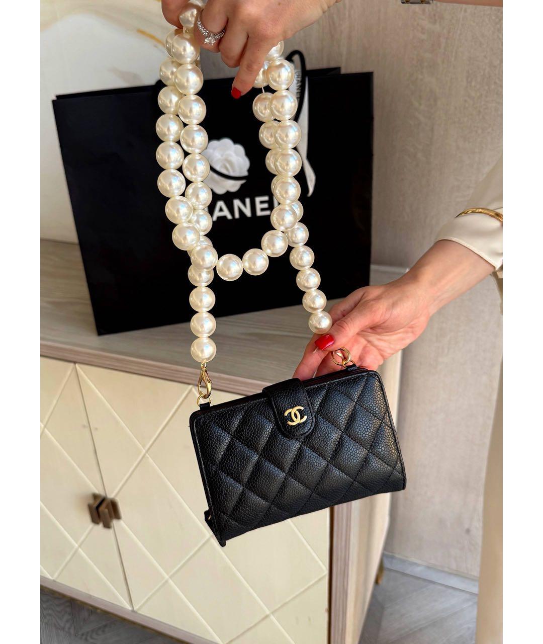 CHANEL Черный кожаный кошелек, фото 2
