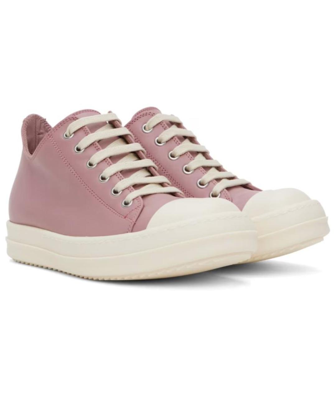 RICK OWENS Розовые кожаные кеды, фото 3