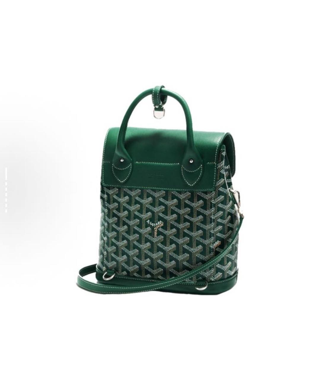 GOYARD Зеленая кожаная сумка с короткими ручками, фото 2