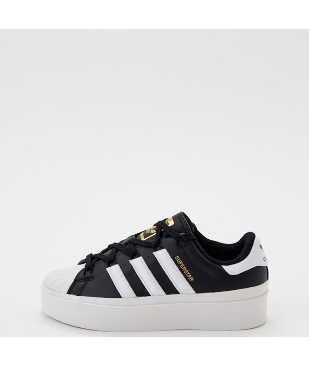 ADIDAS Черные кожаные низкие кроссовки / кеды, фото 2