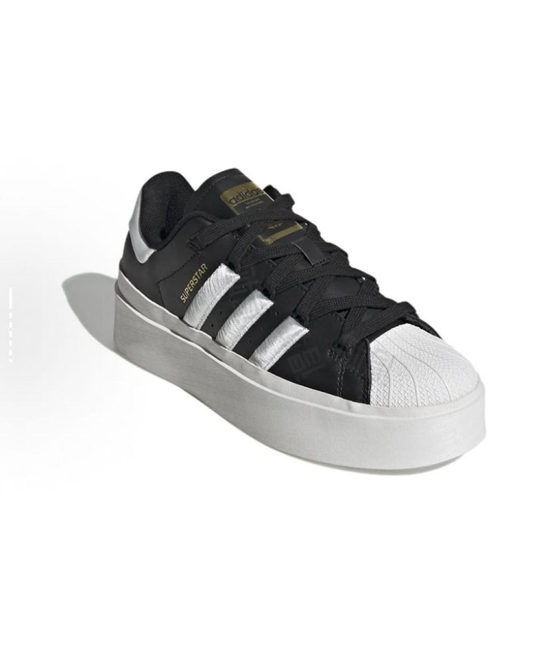 ADIDAS Черные кожаные низкие кроссовки / кеды, фото 4