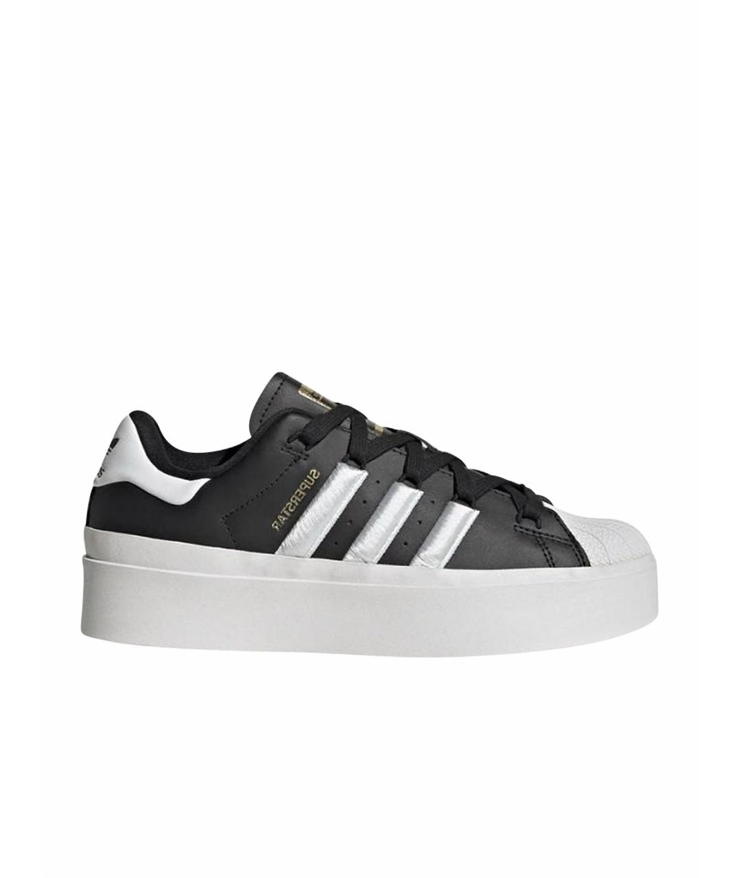 ADIDAS Черные кожаные низкие кроссовки / кеды, фото 1