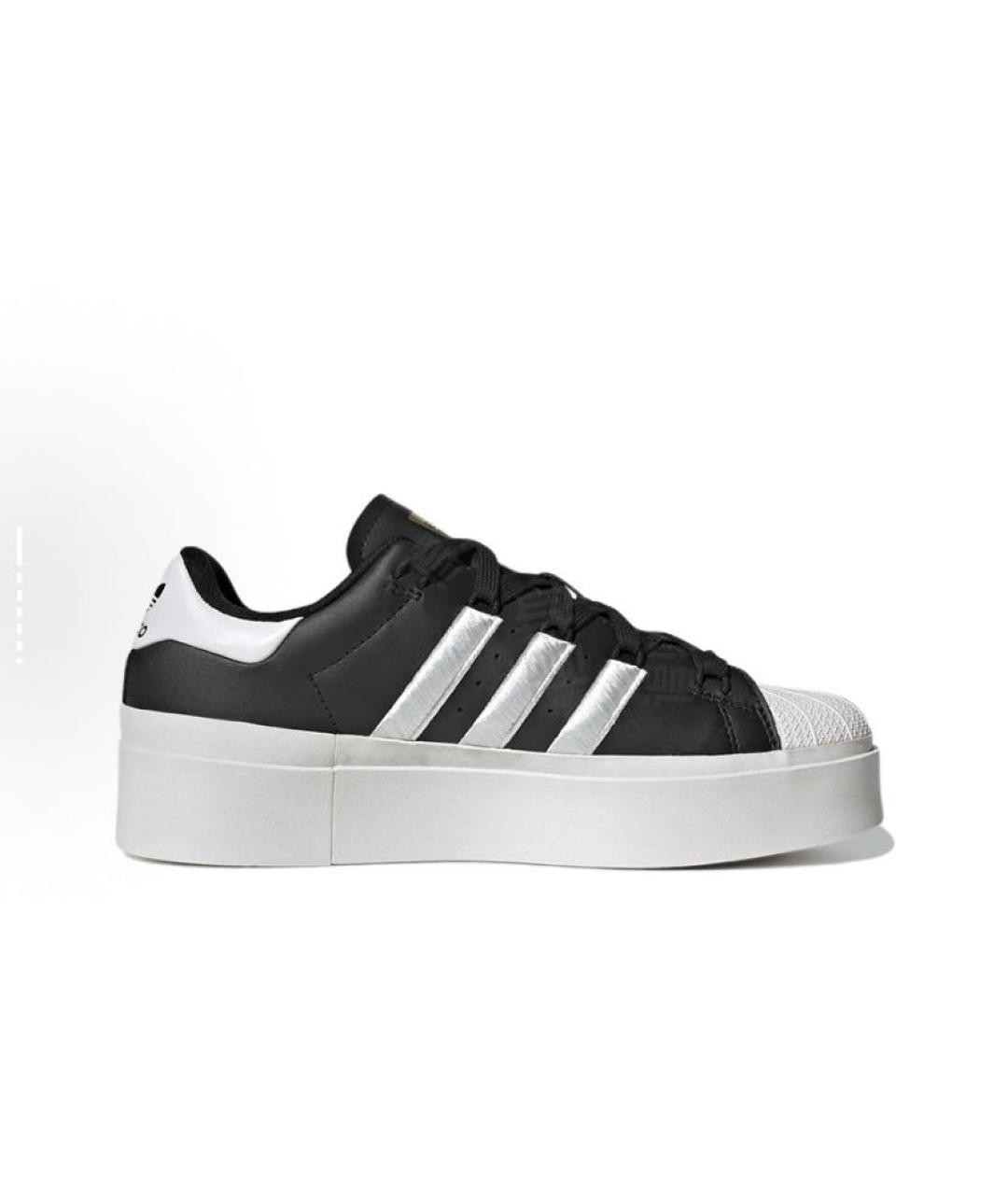 ADIDAS Черные кожаные низкие кроссовки / кеды, фото 3