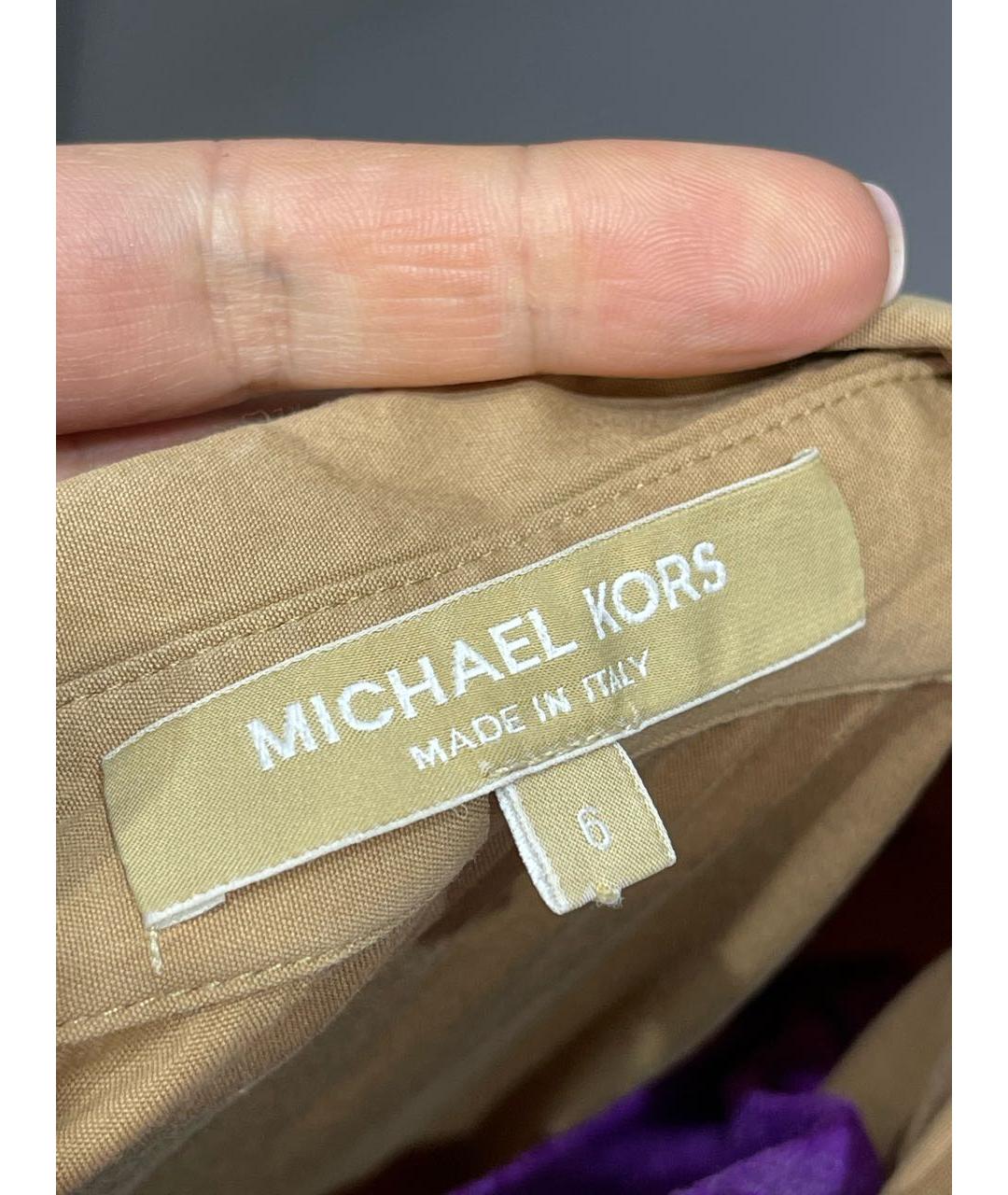 MICHAEL KORS Бежевое хлопко-эластановое повседневное платье, фото 4