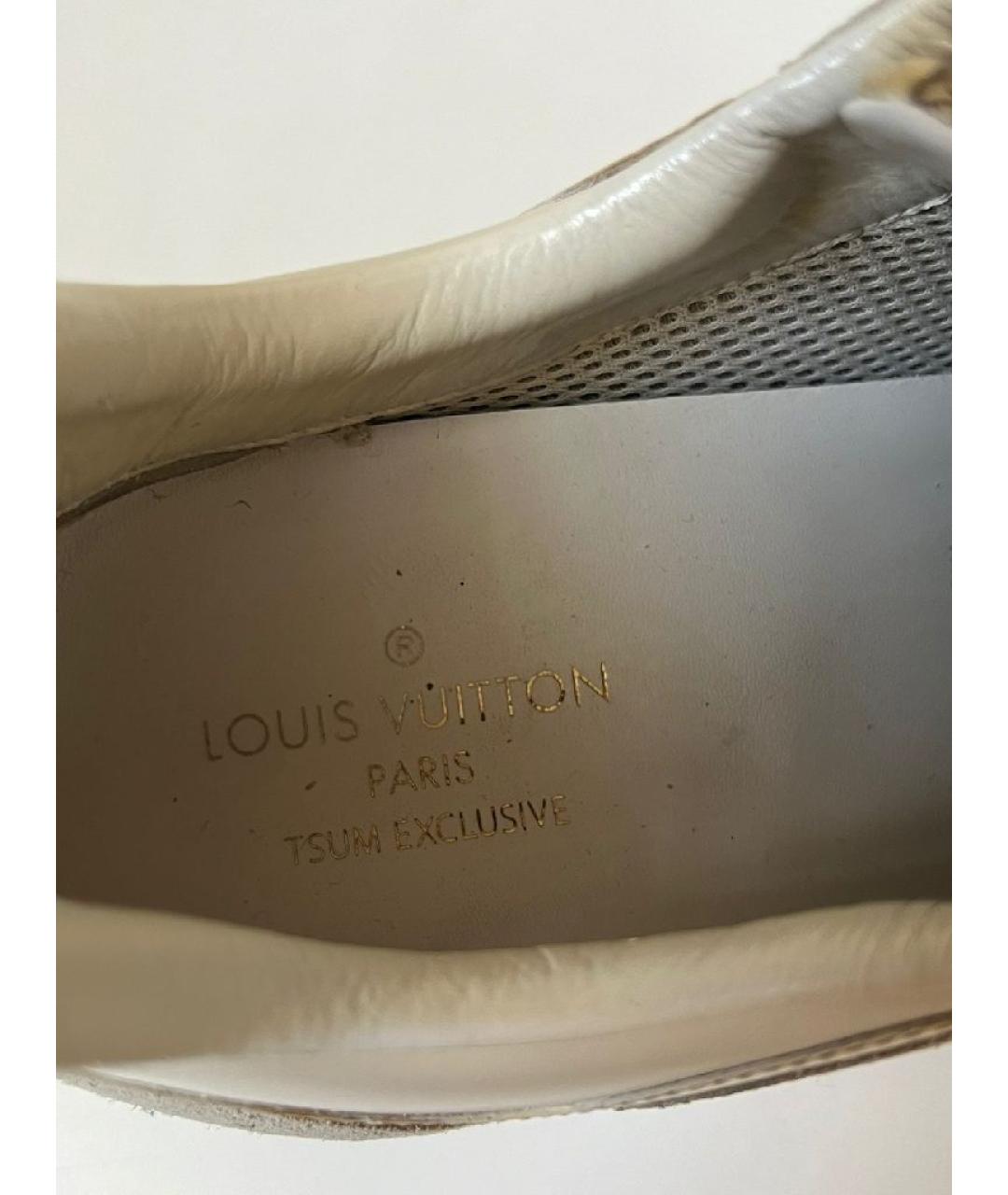 LOUIS VUITTON Бежевые кожаные кроссовки, фото 5