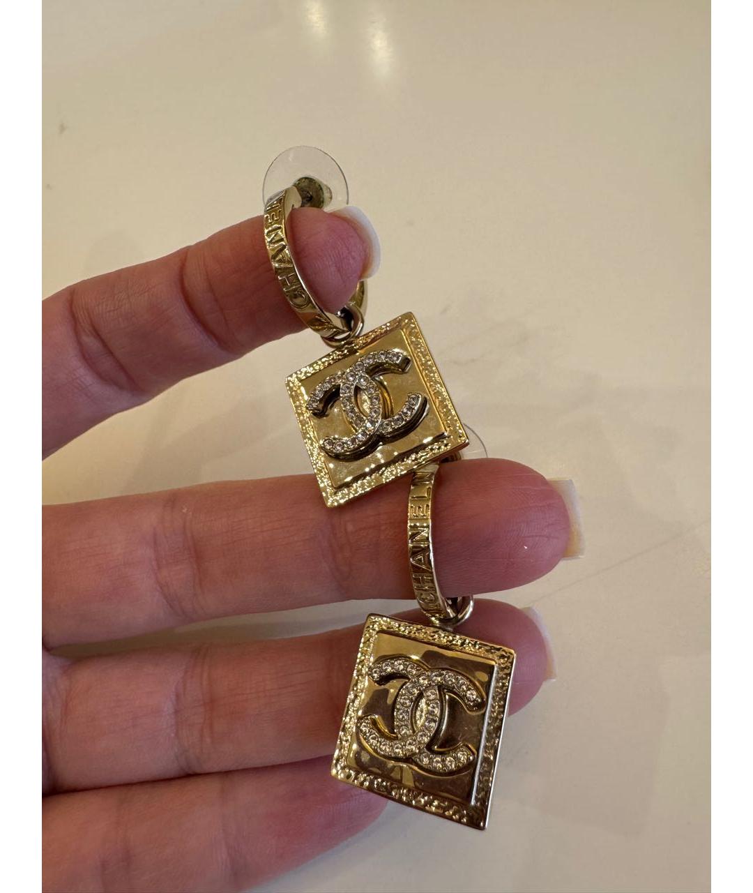 CHANEL Золотые латунные серьги, фото 3