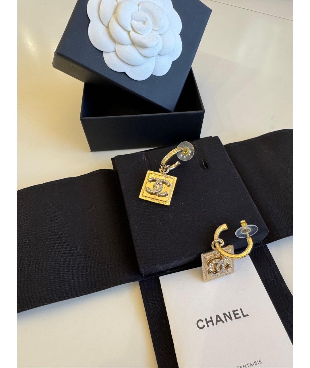 CHANEL Золотые латунные серьги, фото 5