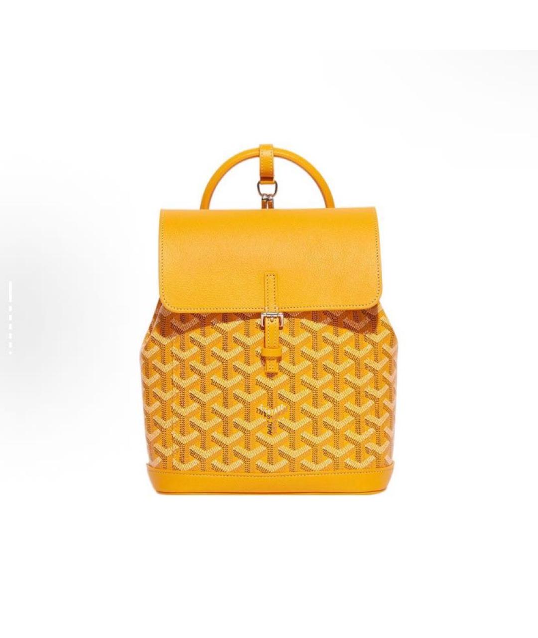 GOYARD Желтая кожаная сумка с короткими ручками, фото 5