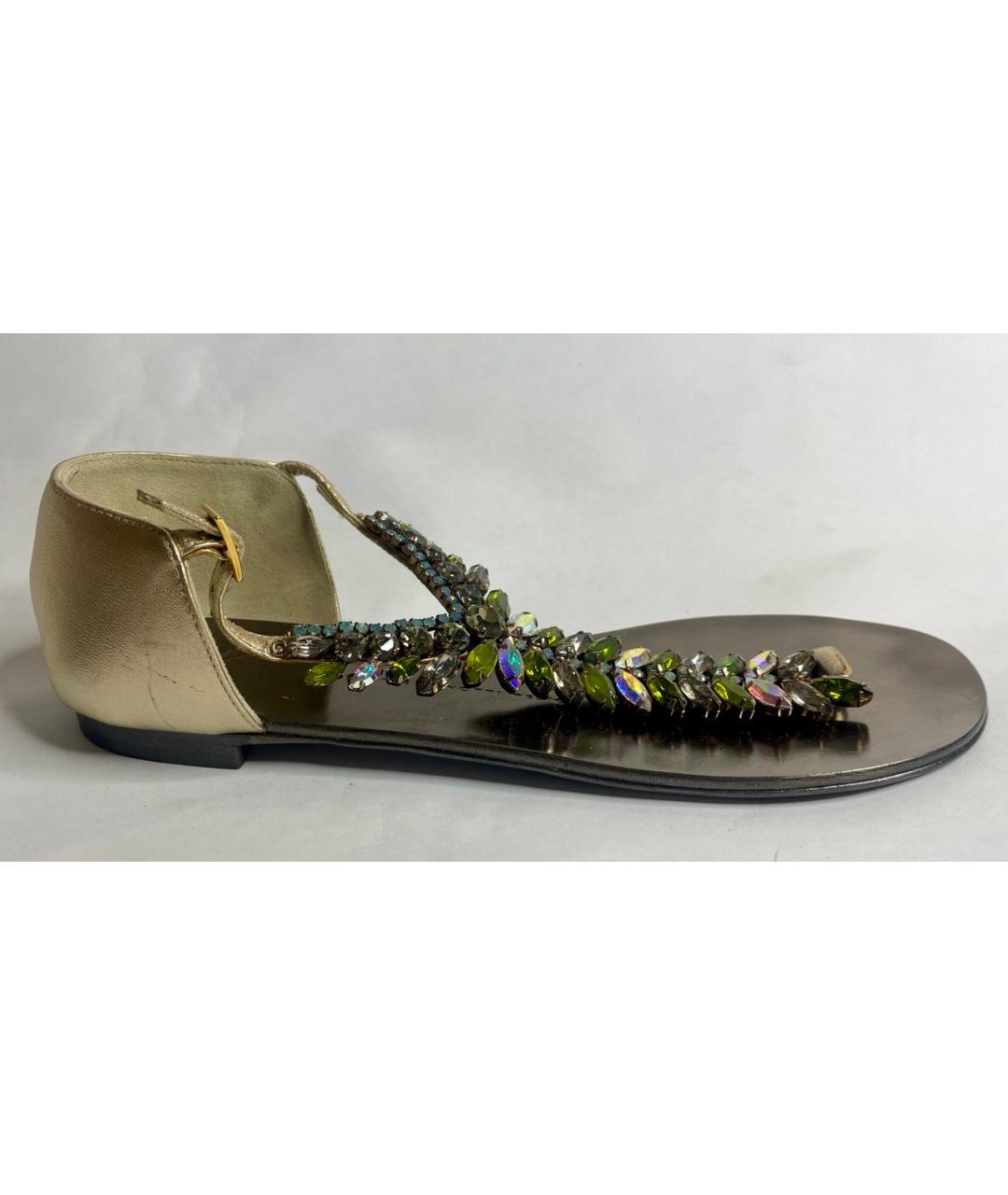GIUSEPPE ZANOTTI DESIGN Золотые кожаные сандалии, фото 8