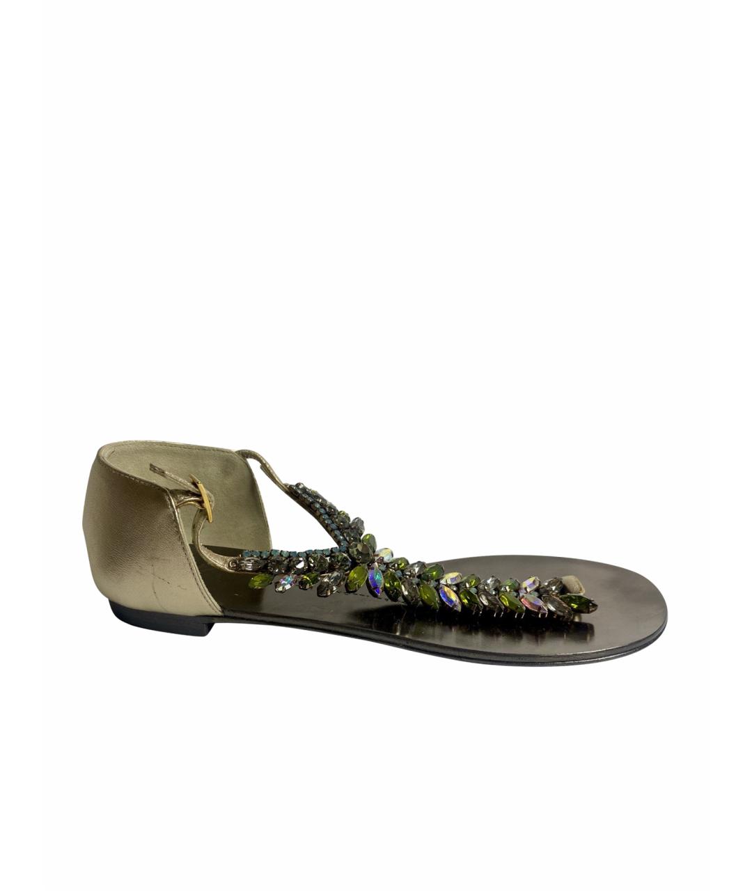 GIUSEPPE ZANOTTI DESIGN Золотые кожаные сандалии, фото 1