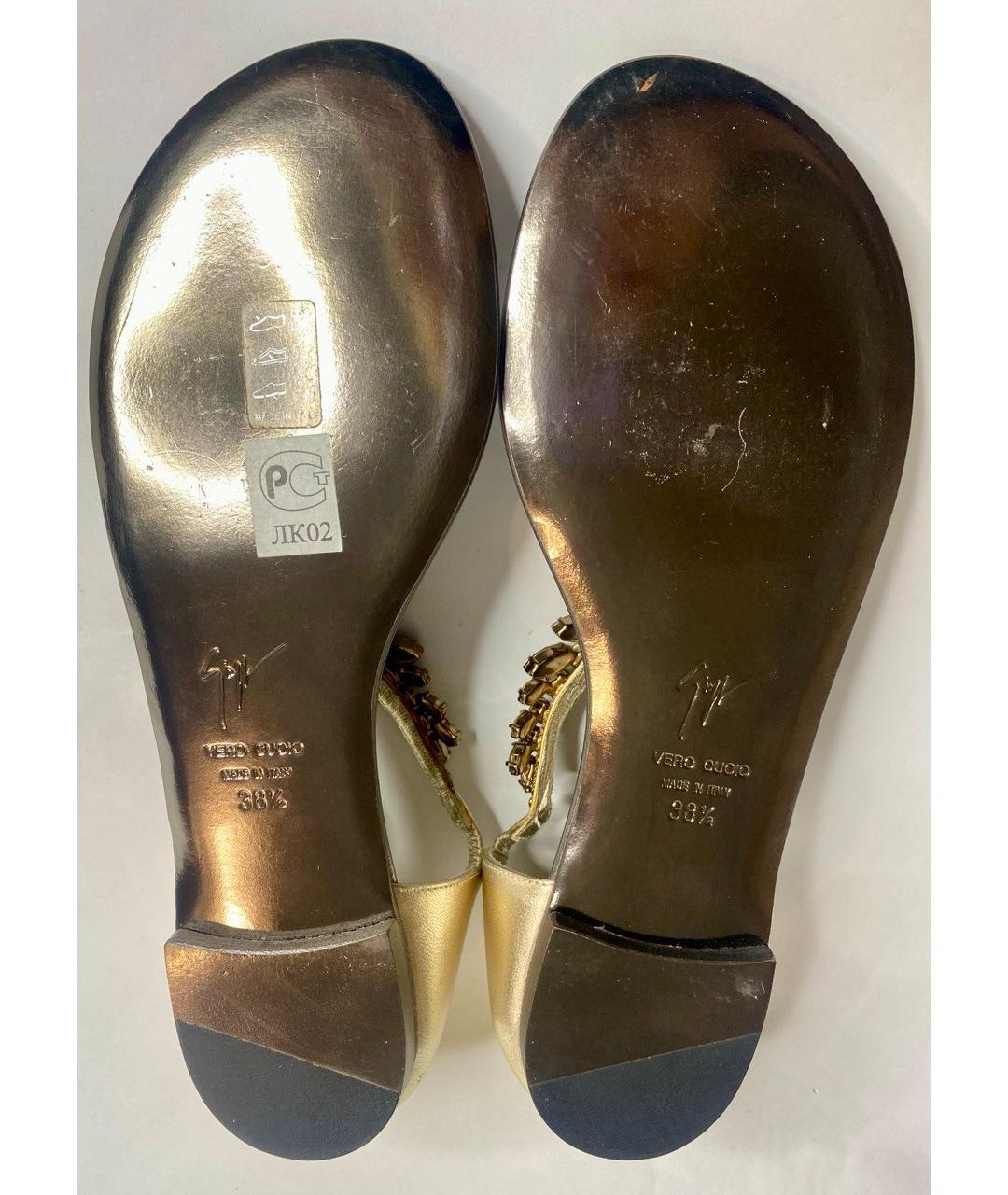 GIUSEPPE ZANOTTI DESIGN Золотые кожаные сандалии, фото 5