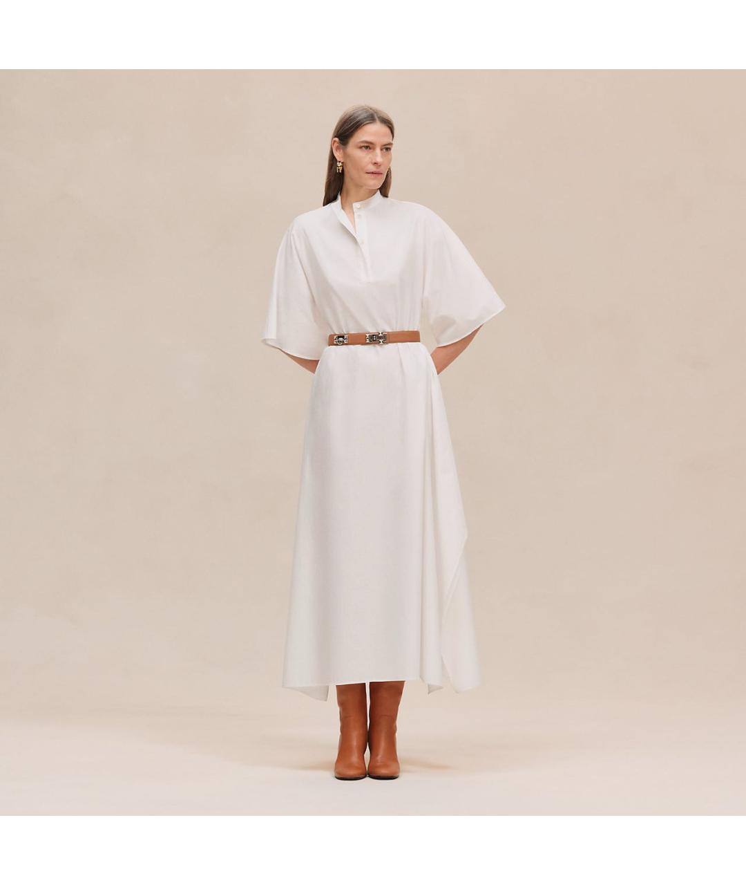 HERMES Белое хлопковое повседневное платье, фото 2
