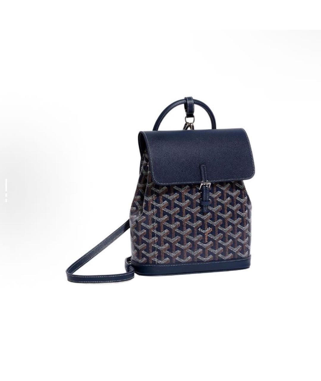 GOYARD Темно-синяя кожаная сумка с короткими ручками, фото 2