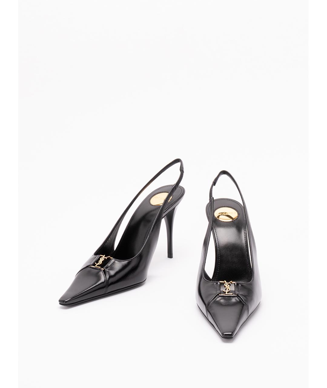 SAINT LAURENT Черные кожаные туфли, фото 2