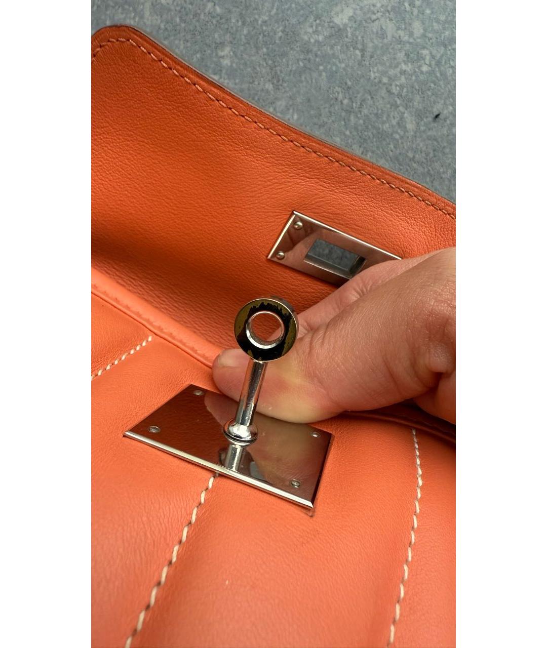 HERMES Оранжевая кожаная сумка через плечо, фото 3
