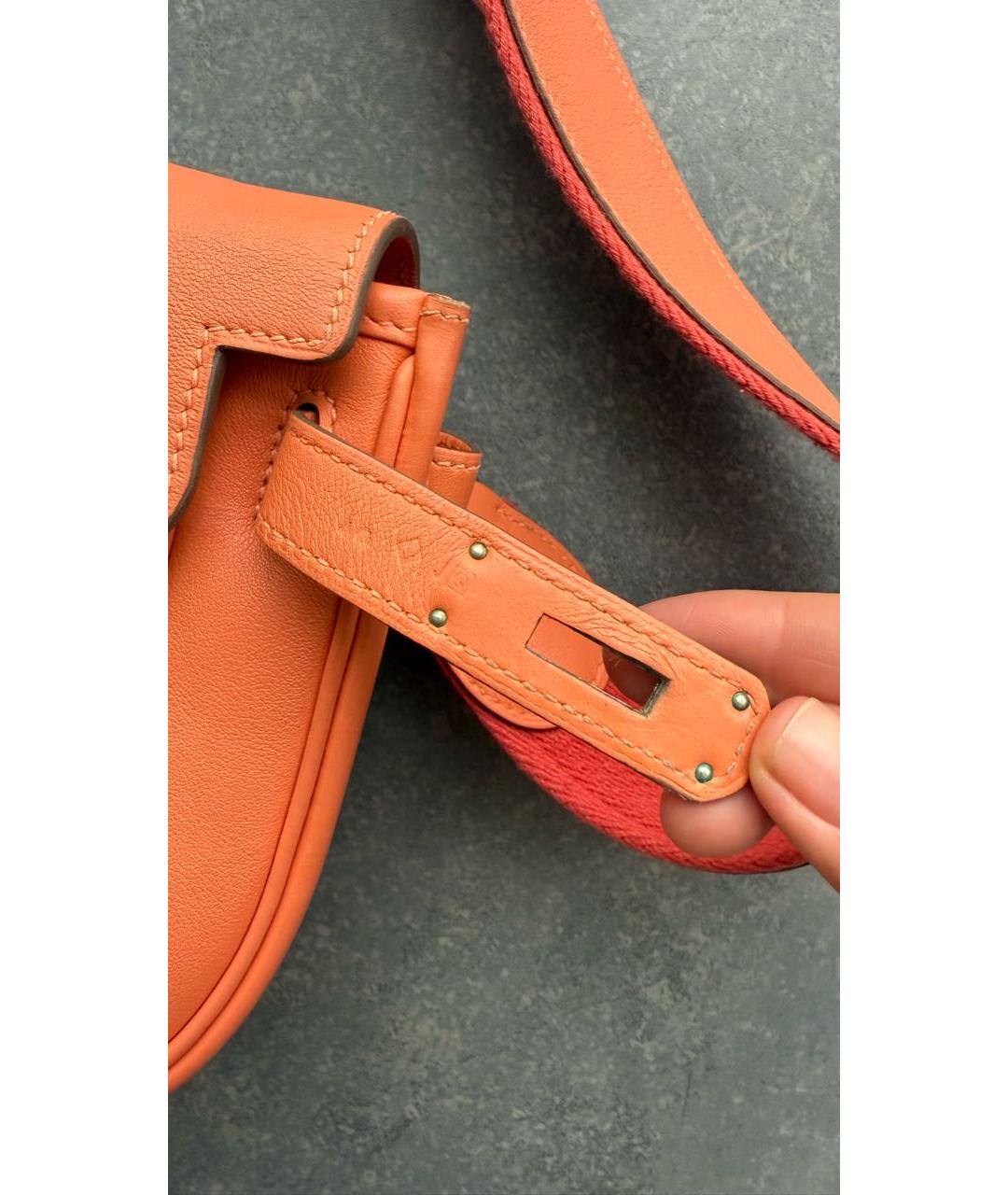 HERMES Оранжевая кожаная сумка через плечо, фото 2