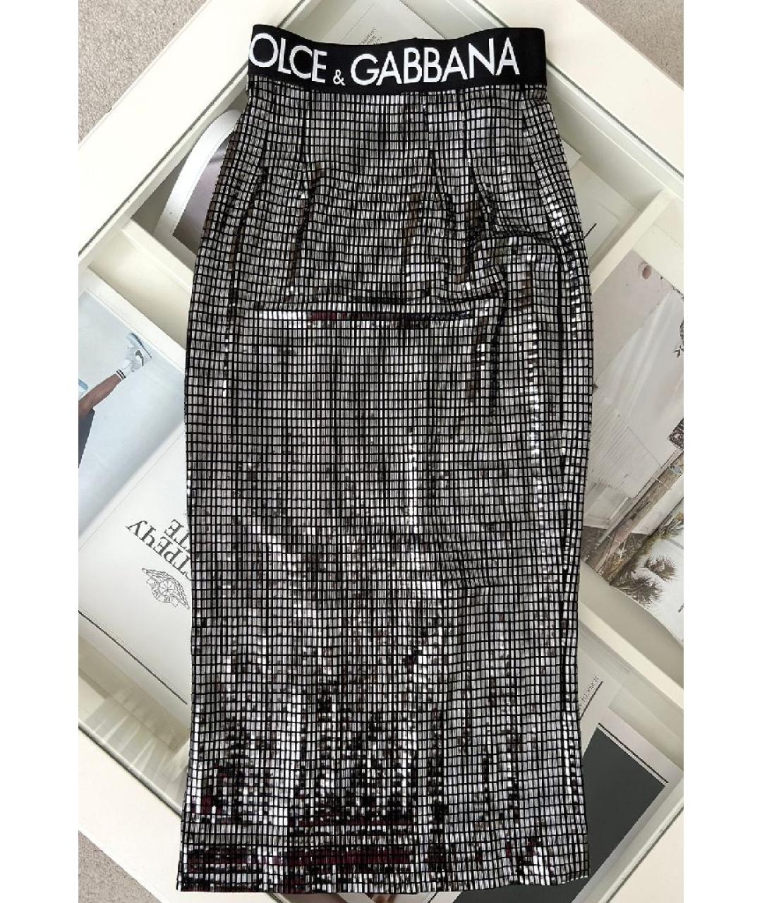 DOLCE&GABBANA Серая полиамидовая юбка миди, фото 2