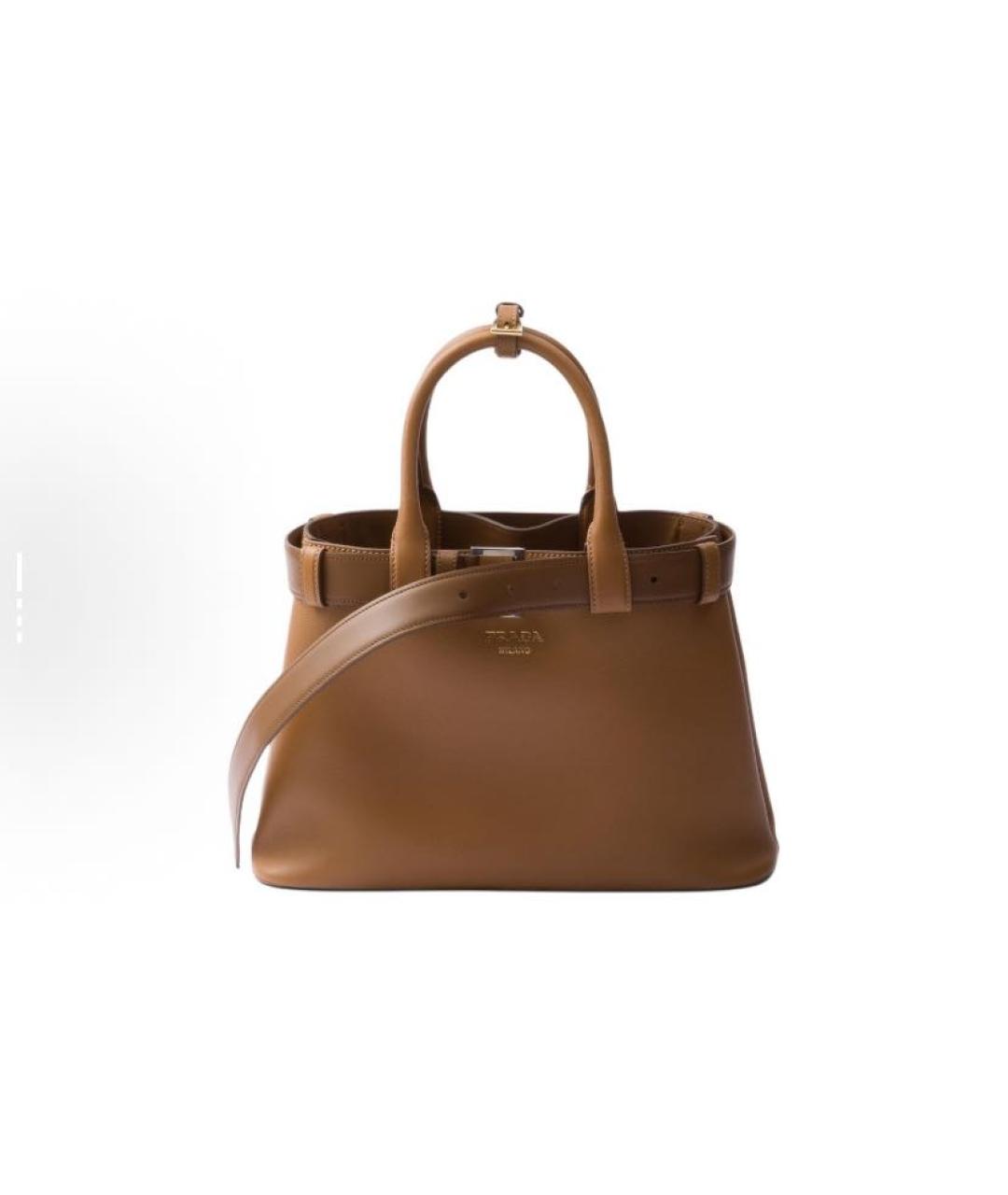 PRADA Коричневая кожаная сумка тоут, фото 4