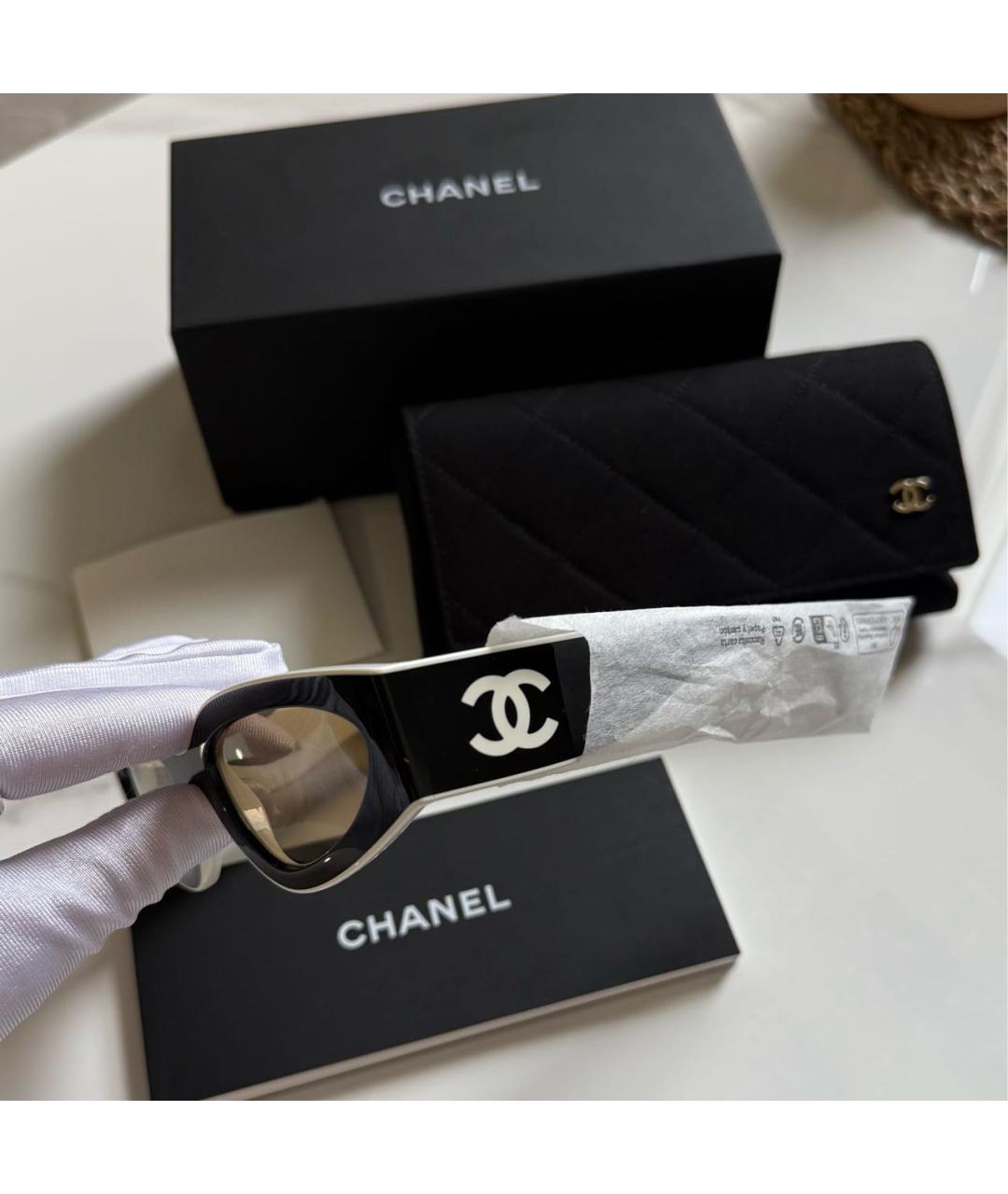CHANEL Черные пластиковые солнцезащитные очки, фото 4