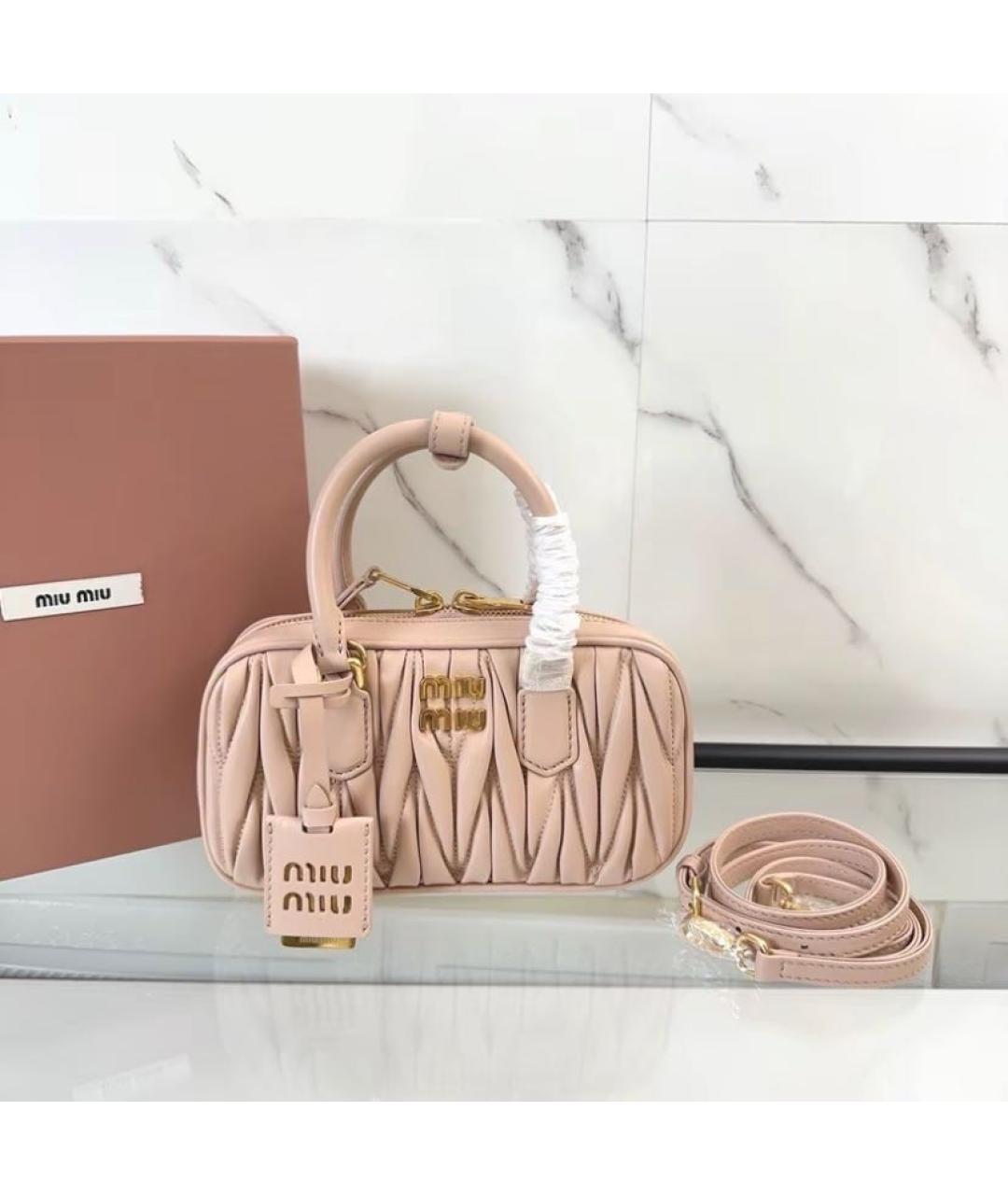 MIU MIU Коралловая кожаная сумка через плечо, фото 5